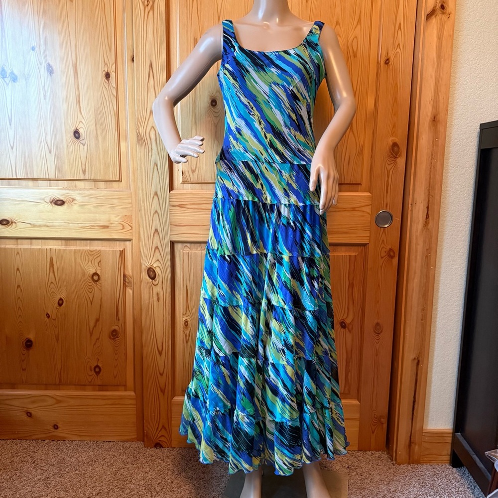 Evan Picone Womens Tiered Whimsical Fairy Maxi Dress Size 4 Ethereal Y2K